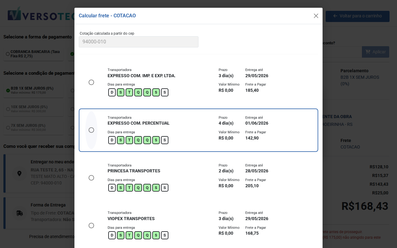 IMAGEM 03 — Cotação no VersoCommerce