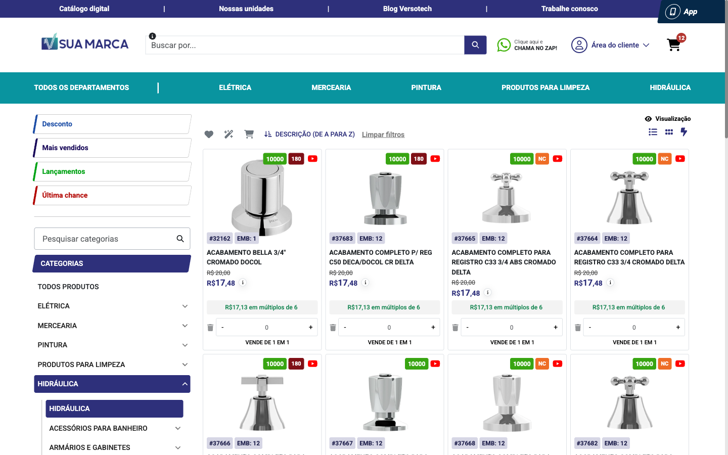 Screenshot VersoCommerce - Catálogo de Produtos