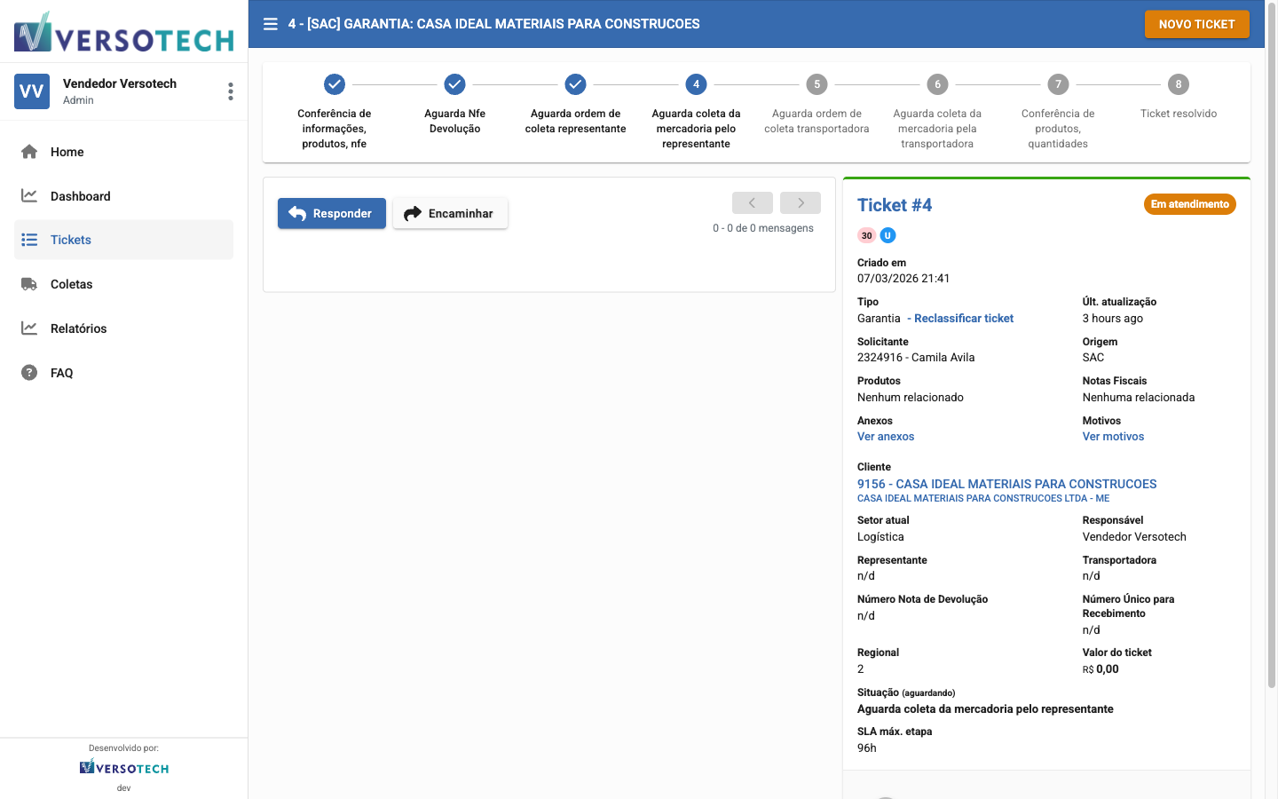 Screenshot VersoSAC - Workflow Multi-Etapa