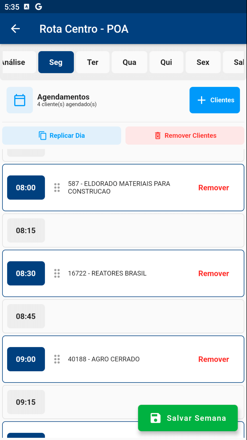 Screenshot VersoVendas - Dia da Rota
