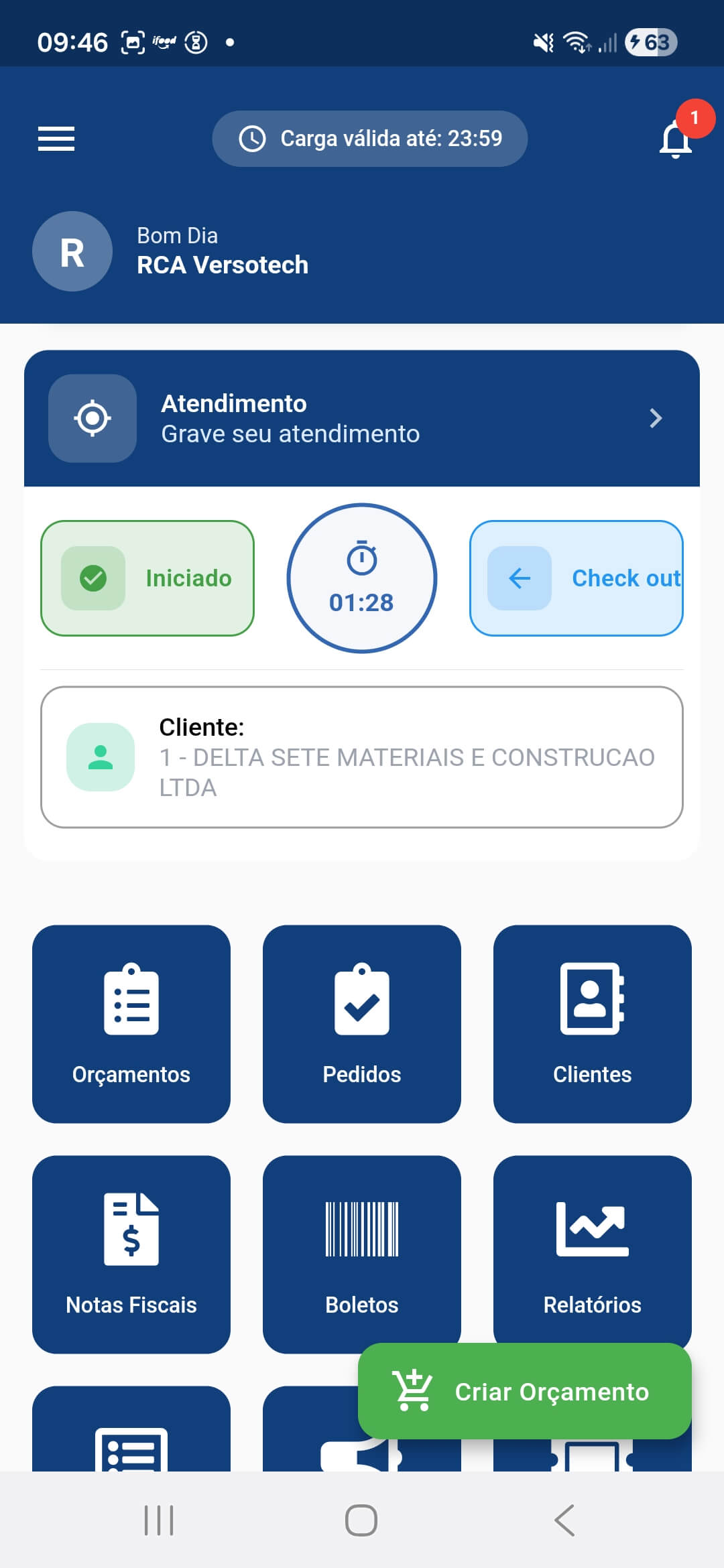 Screenshot VersoVendas - GPS Check-in