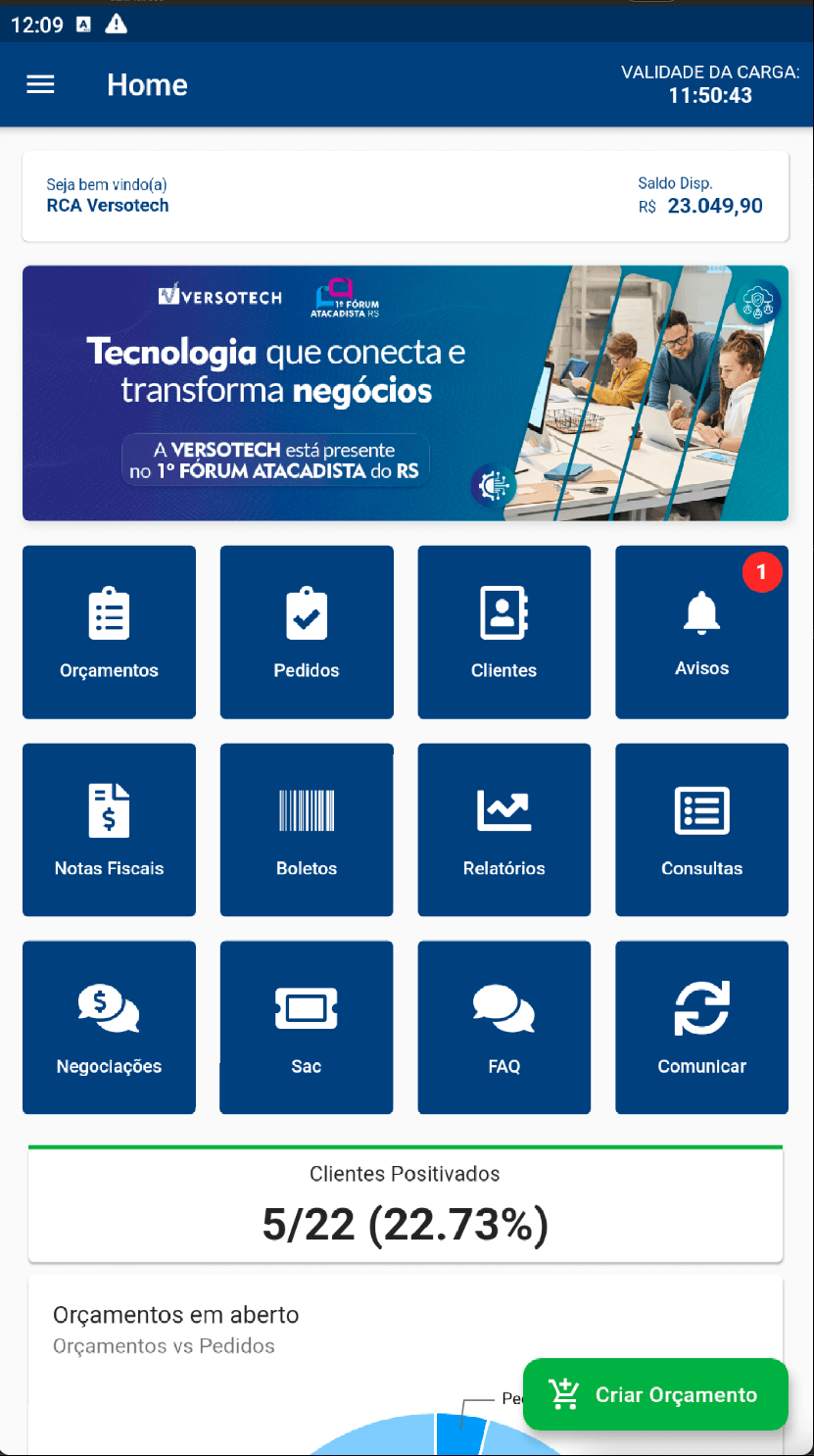 Screenshot VersoVendas - App Home