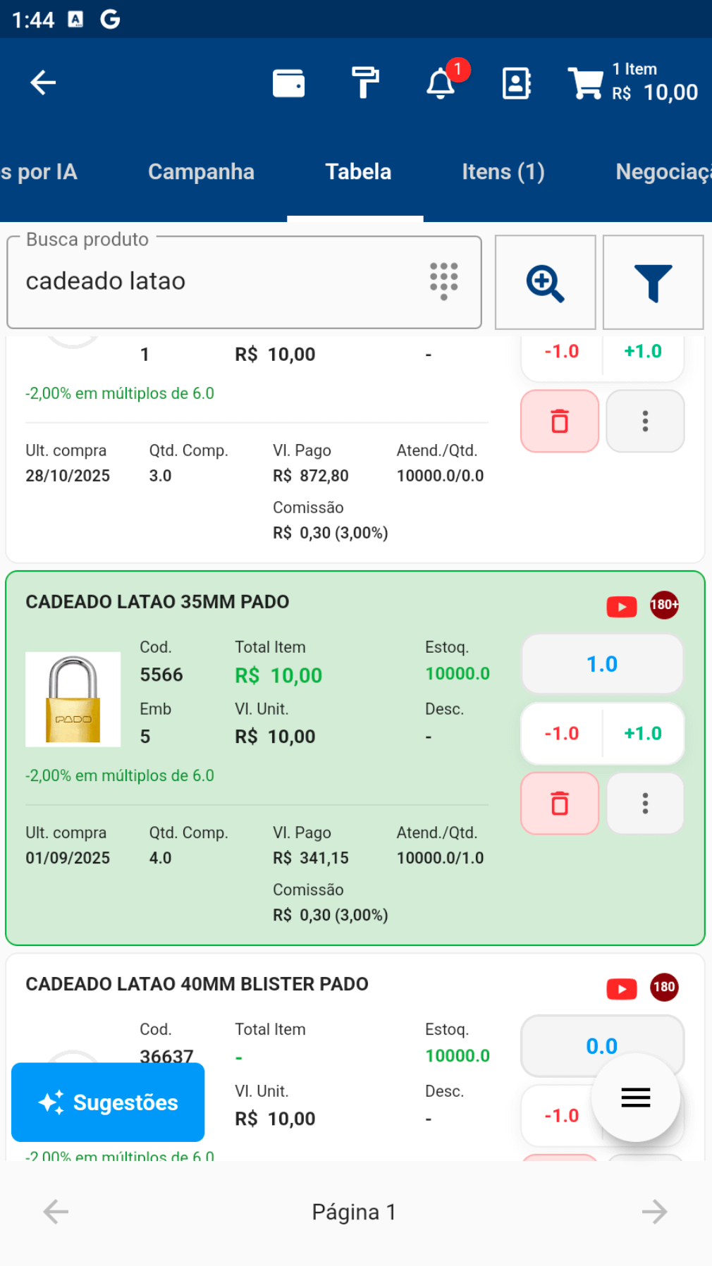 Screenshot VersoVendas - Produtos e Cálculo